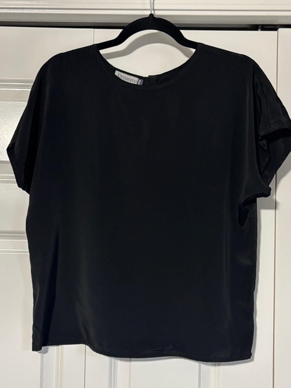Diversity Polyester Black Short-Sleeve Crewneck Top